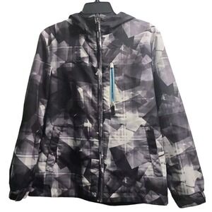 ZeroXposur‎ Hooded Rain Jacket Geometric Print Lightweight Coat